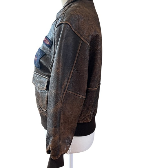 Vintage GAP Leather Flight Bomber Jacket – Lined Aviator Style - Picture 7 of 9